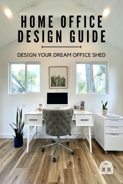 Dreaming of a minimal home office? This bright and cozy office shed design is full of minimalist design inspiration. Stay focused and stay on track for your to do list while working from home. When you add a home office shed, you can create a home office design that fits your style and your work from home needs. Find office shed design ideas and home studio design tips with Tuff Shed's home offie shed design guide. Get started on a DIY home office design with your shed today. Tuff Shed Office Interior, Tuff Shed Office, Office Shed Interior, Shed Office Interior, Tuff Sheds, Shed Office Ideas, Shed To Home, Shed Design Ideas, Modern Sheds