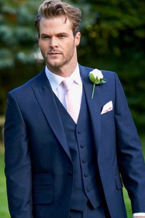 Navy Suit Groom Wedding, Navy 3 Piece Suit Wedding, Blue Wedding Suit Groom Summer, Groom Suits For Wedding Blue, 3 Piece Suit Men Wedding Groom, Navy Wedding Suit Groom, Wedding Suit Navy, Blue Wedding Suit Groom, Navy Blue 3 Piece Suit