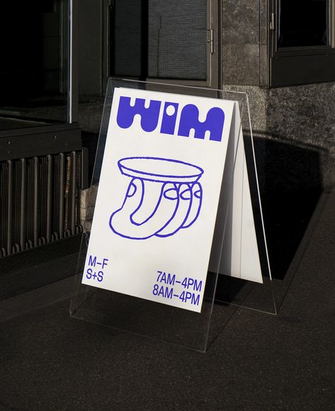 Hanna Karraby and James Paris’ identity for Wim is a refreshing typographic take on cafe branding News Logo, Coffee Shop Branding, Bakery Branding, Color Poster, Design Café, Cafe Branding, Identity Branding, Cafe Logo, Coffee Shop Design