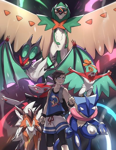 Pokemon Teams Art, Pokemon Team Art, My Pokemon Team, Pokemon Heroes, Pokemon Ultra Sun, Pokémon Teams, Pokemon Full Art, Zoroark Pokemon, Pokémon Team