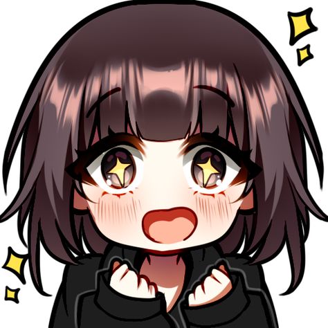 Excited emote Excited Drawing Expression, Excited Face Reference, Chibi Excited Pose, Excited Character Design, Anime Excited Face, Excited Eyes Drawing, Excited Anime Expression, Chibi Twitch Emotes, Excited Drawing Poses