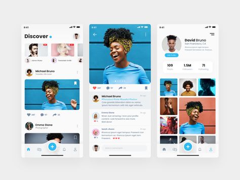 Social Media Ui Kit Demo by Mourad Blil | Dribbble | Dribbble Social Media Ui Design, Sns Ui, Social Media App Design, Best App Design, Surf App, Social App Design, Ui Ux 디자인, Ux App Design, App Design Layout