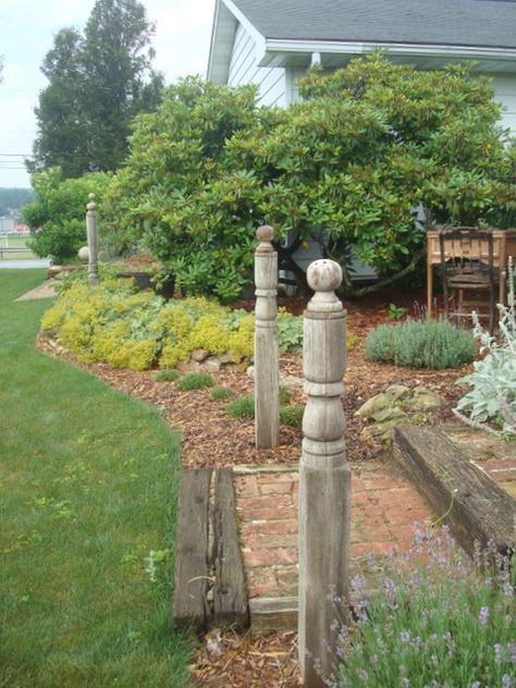 Wood Porch Posts, Porch Post Ideas, Old Porch, Garden Gate Design, Victorian Porch, Garden Pathways, Wood Porch, Gate Post, Porch Columns