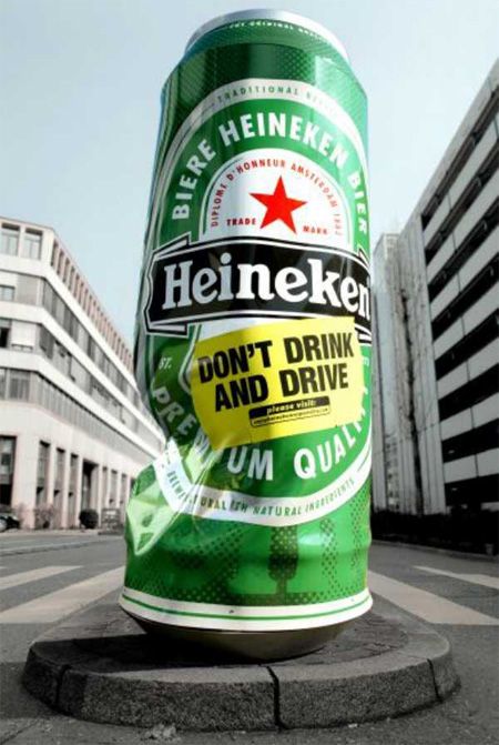 Don't drink and drive. Heineken. Ambient Advertising, Ambient Media, Guerrilla Advertising, Beer Commercials, Don't Drink And Drive, Out Of Home Advertising, Drink And Drive, Heineken Beer, Guerrilla Marketing