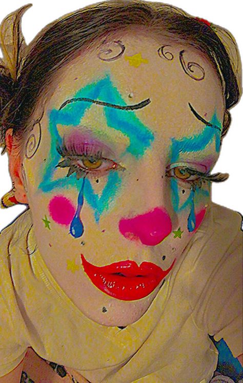 Clown Tears Makeup, Creepy Cute Clown Makeup, It Makeup Clown, Pride Clown Makeup, It Makeup Clown Women, Clown Mask Aesthetic, Crying Clown Makeup, Star Clown Makeup, Blue Clown Makeup