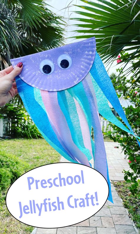 Ocean Art Crafts For Preschool, Water Animals Theme Preschool, Prek Ocean Art, June Art For Preschoolers, Ocean Themed Arts And Crafts, Jellyfish Activity Preschool, Preschool Ocean Theme Crafts, Jellyfish Classroom Theme, Preschool Classroom Crafts