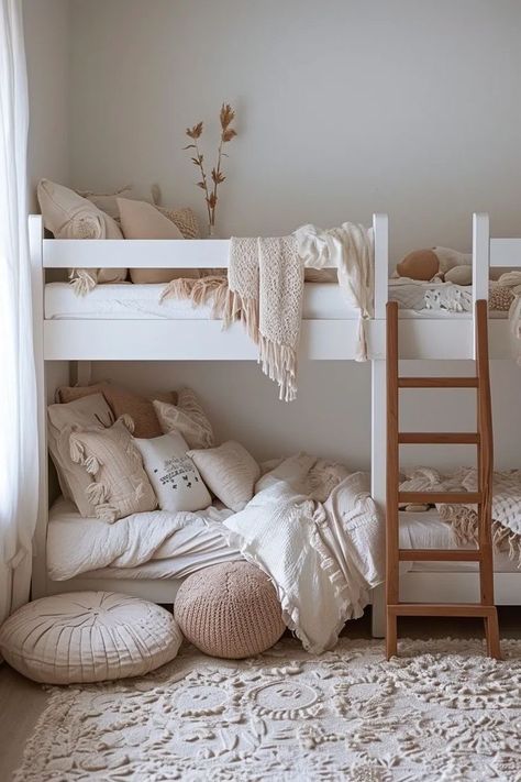 Two Sisters Bedroom Ideas, Simple Girls Room Ideas, Small Girls Bedroom Ideas For Two, Girls Sharing Bedroom Ideas, Modern Farmhouse Girls Bedroom, Shared Toddler Girls Room, Sisters Room Ideas, Sister Shared Bedroom Ideas, Shared Girls Room Ideas