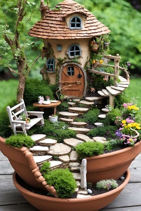 Outdoor Fairy Garden Ideas, Diy Fairy House, Christmas Fairy Garden, Beach Fairy Garden, Halloween Fairy Garden, Magical Landscape, Tree Indoor, Fairy Garden Ideas, Fairy Garden Plants