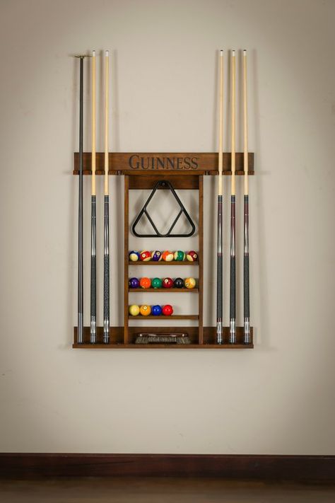 Guinness Pool Table Wall Cue Rack Billiards Room Decor, Snooker Room, Pool Table Accessories, Pool Table Room, Cue Rack, Recreation Room, Game Room Basement, Billiard Accessories, Table Room