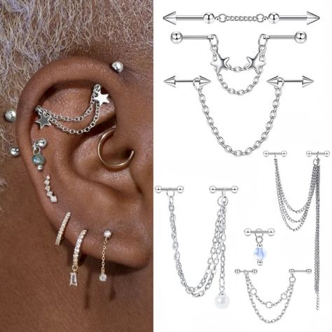 Just found this amazing item on AliExpress. Check it out! $2.16 | 1pc Simple Industrial Piercing Chain Earrings for Women Ins Fashion Star Cartilage Helix Barbell Surgical Steel Jewelry Gifts Industrial Piercing Chain, Piercing Chain, Piercing Industrial, Industrial Piercing Jewelry, Cool Ear Piercings, Red Acrylic Nails, Industrial Piercing, Fashion Star, Ideal Body