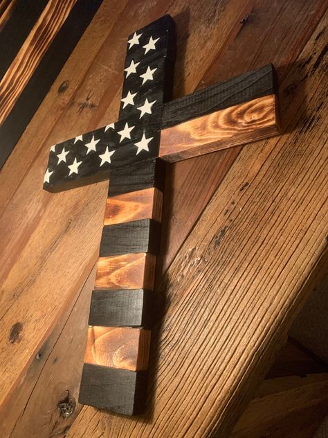 Wooden American flag cross 19.5 in by 14 in Easy Beginner Wood Projects, Things To Make Out Of 2x4 Wood, Western Wood Projects Easy, Wood Selling Ideas, Cool 4h Projects, Diy Wood Crafts To Sell Project Ideas, Small Cute Wood Projects, Small Carpentry Projects, 4-h Craft Projects