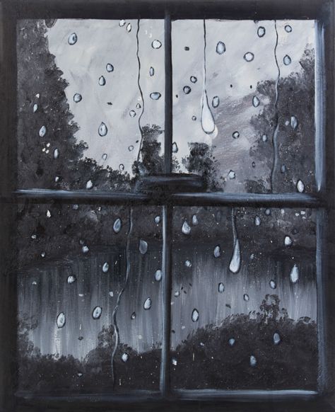 Background Drawing Ideas, Rain On Window, Rain Tattoo, Drawing With Pencil, Rain Window, Rainy Window, Window Illustration, Window Drawing, Messy Art