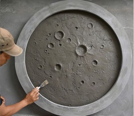 Making your own moon is very easy with cement | Moon, cement, artist, song | Making your own moon is very easy with cement Song: Call Me Shirley Artist: Alex Blue | By Do Van Vinh | Facebook Moon On Wall, Cement Art Wall, Cement Wall Art, How To Make Moon Clay, Diy Cement, Diy Moon, Plaster Moon Diy, Moon 3d Art, Diy Moon Decor