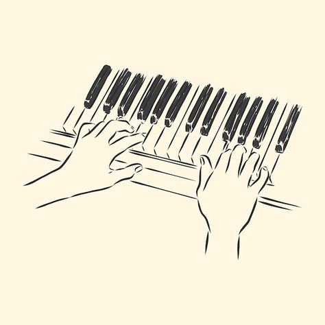 Hands On Piano Drawing, Playing Piano Drawing, Hands Playing Piano, Piano Sketch, Piano Vector, Piano Illustration, Piano Drawing, Piano Hands, Hands Drawing