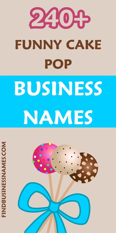 Get inspired with hilarious cake pop business names that will make your customers smile! 

From witty puns to clever wordplay, find the perfect funny cake pop business name to stand out in the crowd. 🍰😂 

#CakePopBusinessNames Cake Pop Business Names, Cake Pop Business, Buisness Name Ideas, Cake Business Names, Witty Puns, Bakery Names, Names Cute, Catchy Names, Funny Names