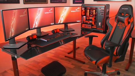 Expensive Setups Ultimate Gaming Setup, Game Room Kids, Build A Pc, Best Gaming Setup, Gaming Computer Desk, Setup Gamer, Pc Gaming Setup, Video Game Rooms, Plastic Adirondack Chairs