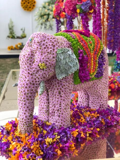 Birthday Candle Photography, Wedding Ceremony Decorations Indoor, Flower Elephant, Flower Animals, Elephant Decoration, Simple Stage Decorations, Floral Elephant, Large Flower Arrangements, Wedding Stage Design