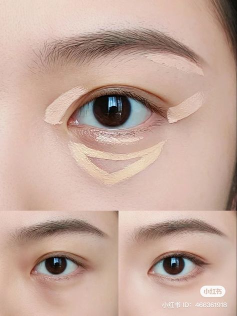 Concealer Tips How To Apply Korean, Ayegosal Makeup, Uzzlang Makeup Tutorial, Where To Put Concealer, Concealer Tips How To Apply, Concealer Placement, Maquillage Yeux Cut Crease, Makeup Cantik, Asian Makeup Tutorials