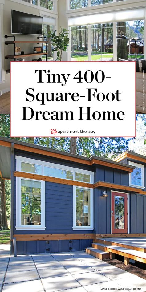 Full One Bedroom Tiny House Layout 400 Square Feet | Apartment Therapy One Bedroom Tiny House, Bedroom Tiny House, Backyard Guest Houses, Little House Plans, Small Tiny House, Tiny House Interior Design, Tiny House Layout, Best Tiny House, Tiny House Inspiration