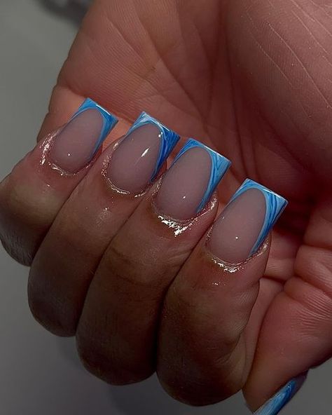 Dope Blue Nails, 23 Nails, Tiffany Blue Nails, Bad Nails, Blue Gel Nails, Nyc Nails, Blue Acrylic Nails, French Acrylic Nails, Work Nails