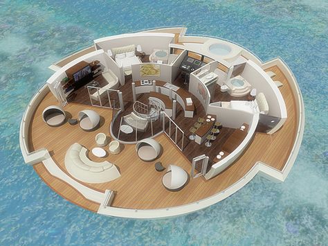 Boat home Floating House Interior, Floating Boat House, Boat House Design, Floating House Design, Floating Building, Float House, Floating Homes, Floating Architecture, Floating Hotel