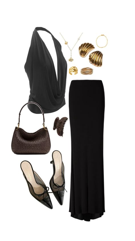 Jazz Night Outfit Classy, Mystic Archetype Aesthetic Outfit, Classy Date Outfits, Salomon Sneakers, Asymetrical Dress, Long Maxi Skirt, Sandy Liang, Mode Inspo, It Girl