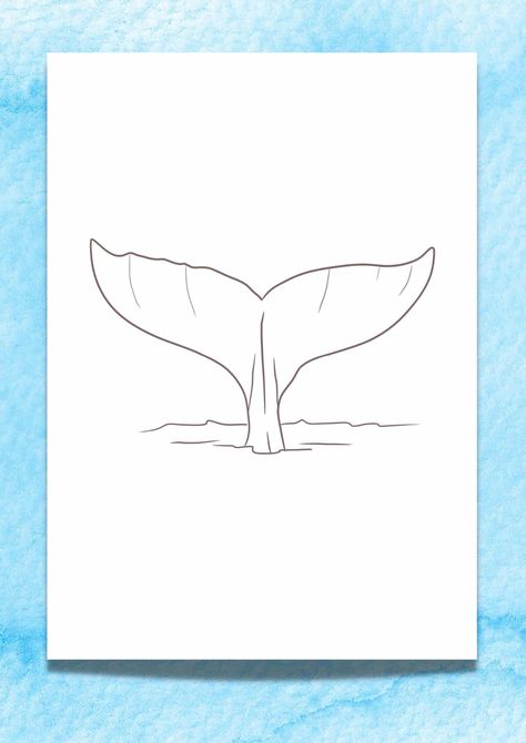 Whale Tale Painting, Whale Drawing Aesthetic, Simple Whale Drawing, Easy Whale Drawing, Whale Tail Drawing, Whale Tail Painting, Whales Drawing, Whale Template, Drawing Whale