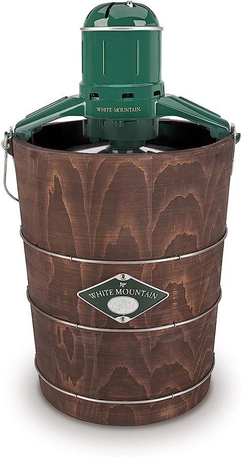 Amazon.com: White Mountain Electric Ice Cream Maker with Appalachian Series Wooden Bucket, 6 Quart (PBWMIME612-SHP): Home & Kitchen Wood Tub, Best Ice Cream Maker, Ice Cream Maker Machine, Electric Ice Cream Maker, Wooden Bucket, Ice Cream Freezer, Ice Cream Maker Recipes, Ice Cream Makers, Ice Cream At Home