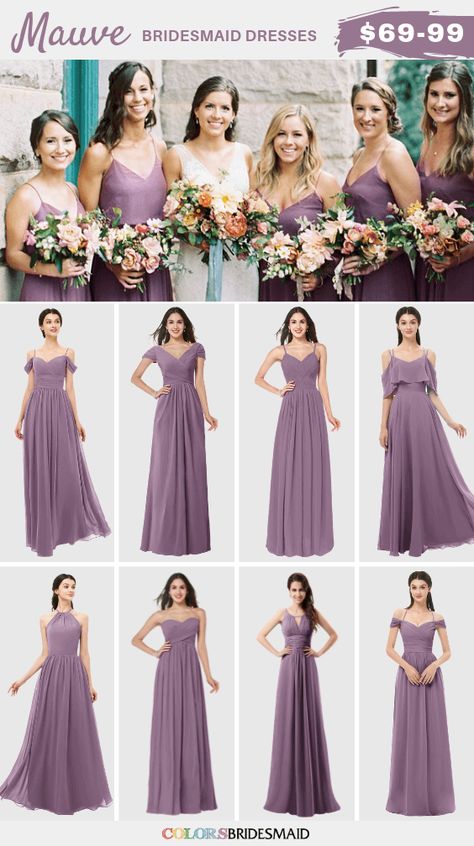 Mauve bridesmaid dresses on sale $69-99, in 600+ custom-made styles and all sizes. 150+colors, made to order, fast arrived, color sample available. #colsbm #bridesmaids #bridesmaiddresses #mauvewedding #weddingideas #mauvedress b1136 Mauve Color Bridesmaid Dresses, Purple Green Bridesmaid Dresses, Mauve Wedding Theme, Bridesmaid Dresses Mauve, Romantic Wedding Dress Elegant, Basque Waist Wedding Dress, Mauve Bridesmaid Dresses, Bridesmaids Colors, Wedding Motif