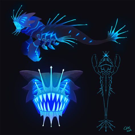 Deep Sea Creatures Art, Subnautica Concept Art, Deep Sea Creature, Sea Monster Art, Ocean Monsters, Creature Inspiration, Sea Creatures Art, Monster Drawing, Art Concepts