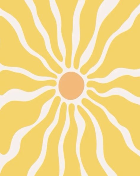 Sun is back! ☀️ Sun Easy Painting, Sun Poster Aesthetic, Retro Sun Wallpaper, Sun Aesthetic Art, Abstract Sun Painting, Sun Moodboard, Soleil Aesthetic, Sunny Illustrations, The Sun Poster