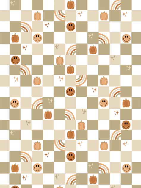 Smiley face pumpkin retro checkered fall wallpaper Halloween Checkered Wallpaper, Fall Checkered Wallpaper, Checkered Wallpaper Iphone, Neutral Fall Wallpaper, Smiley Face Pumpkin, Black Stripes Wallpaper, Checkered Wallpaper, Rainbow Checkered, Holiday Wallpapers