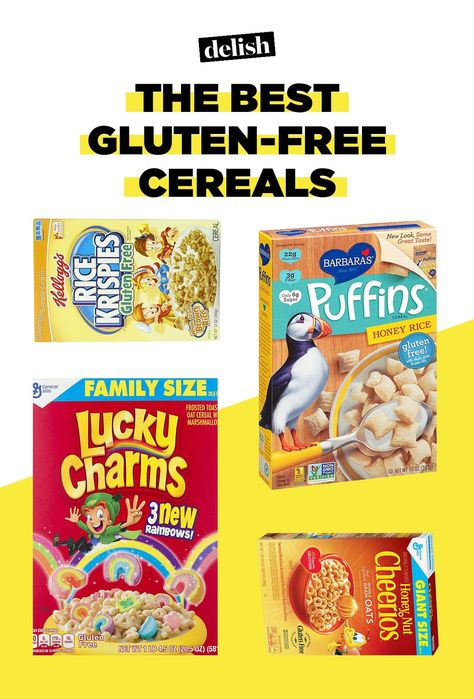 The Most Delish Gluten-Free Cereals In Stores Right NowDelish Gluten Free Cereal List, Gluten Free Food List, Gluten Free Info, Gluten Free Shopping, Gluten Free Bagels, Gluten Free Cereal, Gluten Free Candy, Lactose Free Diet, Going Gluten Free