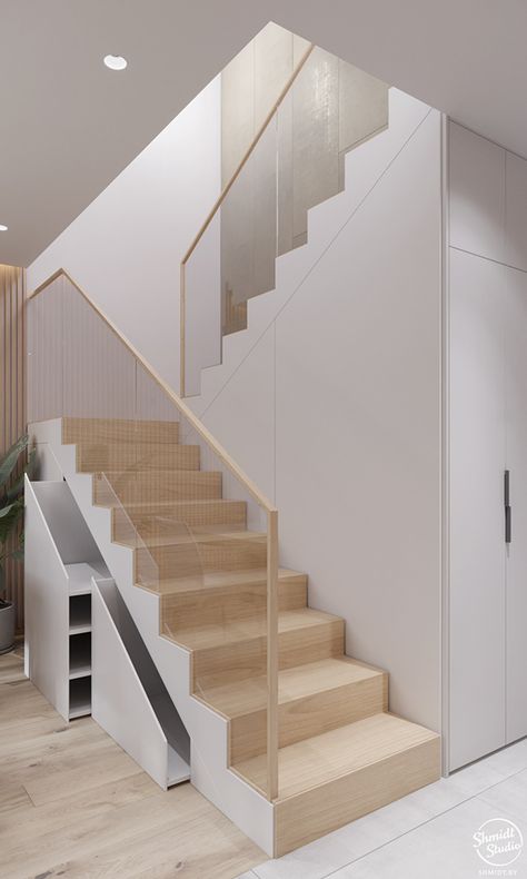 PersonalíceloAdobe Scandinavian Interior Stairs, Stair Modern Design, Stairs Design Modern Interiors, Stairs In Middle Of House, Home Stairs Design Interiors, Interior Stairs Ideas, Scandinavian Staircase, Home Stairs, Vstupná Hala