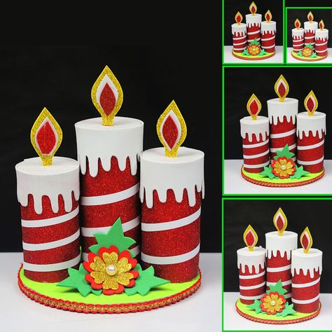 Casa de manualidades - Fascinante idea de velas navideñas Ideas Para Navidad Manualidades Faciles, Ideas Para Navidad, Color Paper Crafts, Chrismas Crafts, Christmas Candles Diy, Christmas Toilet Paper, Students Christmas, Ideas Navideñas, Handmade Christmas Crafts