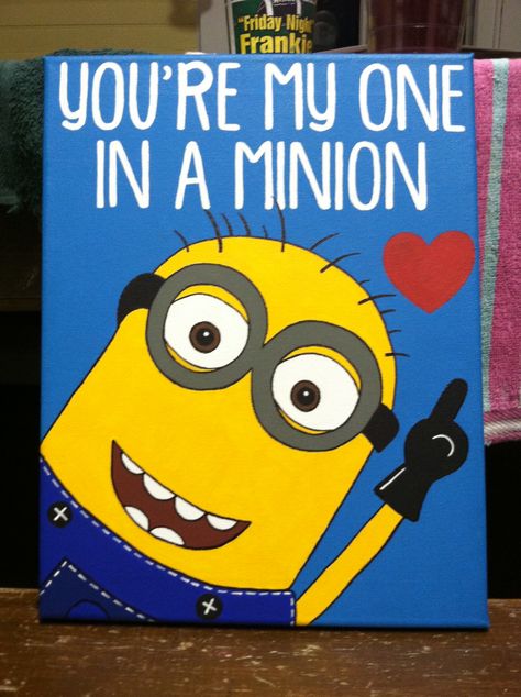 Canvas - Minion - You're my one in a minion Kids Room Ideas For Boys, Room Ideas For Boys, Minion Painting, One In A Minion, Easy Christmas Drawings, Kids Room Ideas, Disney Canvas Art, Christmas Drawings, Disney Canvas