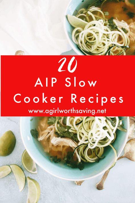 Looking for simple AIP Slow Cooker recipes that for your Autoimmune diet? You are in luck! Here is a list of 20 fun recipes like AIP Chili, AIP Soup and more! #AIP #slowcooker #crockpot #autoimmune #paleo #agirlworthsaving Aip Slow Cooker, Aip Chili, Aip Soup, Autoimmune Protocol Diet Recipes, Autoimmune Diet Recipes, Paleo Slow Cooker Recipes, Aip Diet Recipes, Autoimmune Protocol Recipes, Paleo Crockpot Recipes