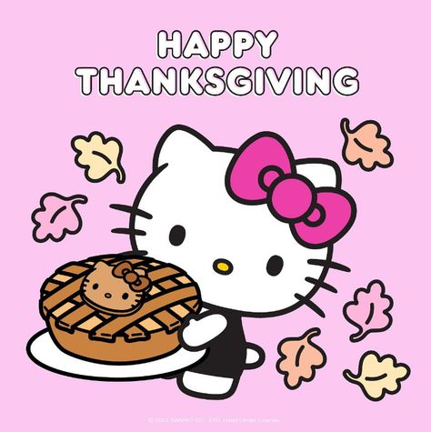 Happy Thanksgiving Images, Pink Wallpaper Hello Kitty, Images Hello Kitty, Kitty Cafe, Thanksgiving Images, Thanksgiving Wallpaper, Hello Kitty Themes, Hello Kitty Coloring, Cat Post