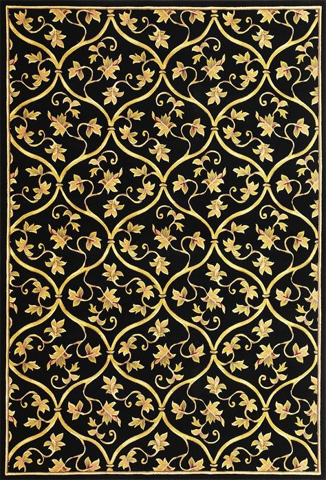 Vines Pattern, Kas Rugs, Motif Art Deco, Complimentary Color Scheme, Motif Batik, Gold Print, Black Rug, Graphic Design Typography, Textile Patterns