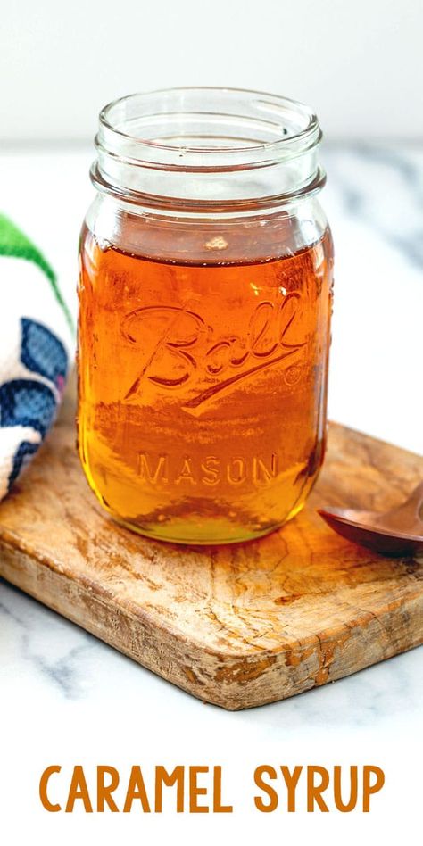 Canning Homemade Caramel Sauce, Carmel Syrup Recipes, Homemade Caramel Coffee Syrup, How To Make Caramel Syrup, Homemade Coffee Syrups Recipes, Simple Syrup Flavor Ideas, Diy Fall Coffee Syrup, Caramel Syrup Recipe Coffee, Homemade Syrup For Coffee