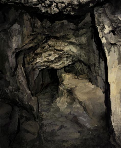 I don't like it here - - - #digitalart #art #cave #darkart #enviromentart #backgroundart #drawing #procreate #cinematicart #painting #eydfm Creepy Cave Aesthetic, Dark Cave Aesthetic, Caves Illustration, Cave Reference, Cave Sketch, Cave Concept Art, Aesthetic Cave, Fantasy Cave, Cave Aesthetic