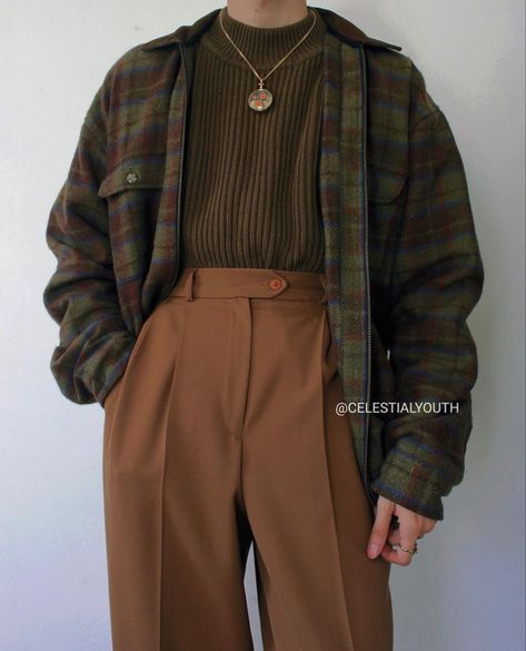 Cardigan Outfit Vintage, Dark Academia Outfits, Spiritual Fashion, Dark Academia Outfit, Academia Outfits, Skandinavian Fashion, Guys Clothing Styles, Brown Pants, Swaggy Outfits