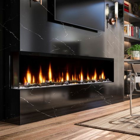 Dimplex Ignite XL Bold 3-Sided Electric Fireplace — Modern Blaze Modern Tv Over Fireplace, Electric Fireplace Focal Wall, Industrial Modern Fireplace, Three Sided Electric Fireplace, Modern Fireplace Bedroom, Glass Fireplace Ideas, 3 Sided Fireplace Ideas With Tv, Large Format Tile Fireplace, Mens Lounge Room