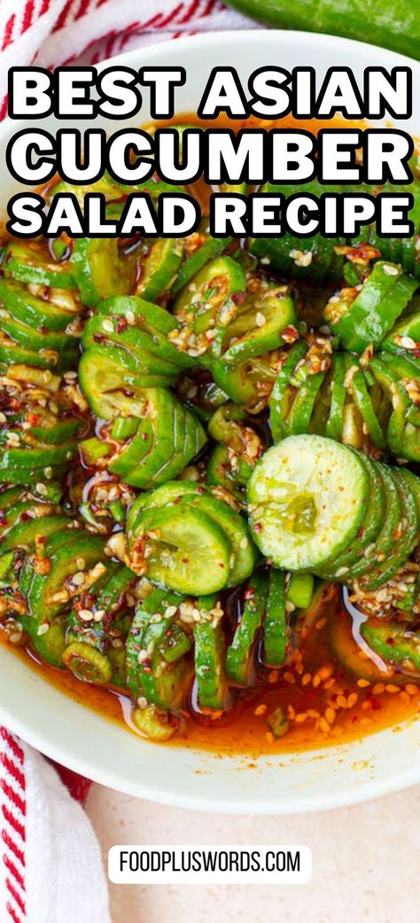 Cucumber Sesame Oil, Cucumber With Chili Oil, Tangy Cucumber Salad, Cucumber And Rice Recipes, Chili Oil Cucumber Salad, Vinegar Cucumbers Recipe, Light Easy Lunch Ideas, Cucumber Rice Vinegar Salad, Cucumber Chili Crunch