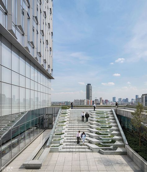 BBVA Bancomer’s operations center in Mexico City by SOM and Idea Asociados Landscape Stairs, Corporate Interior Design, Stairs Architecture, Architecture Landmark, Steps Design, Outdoor Stairs, Staircase Design, Stairs Design, Urban Landscape