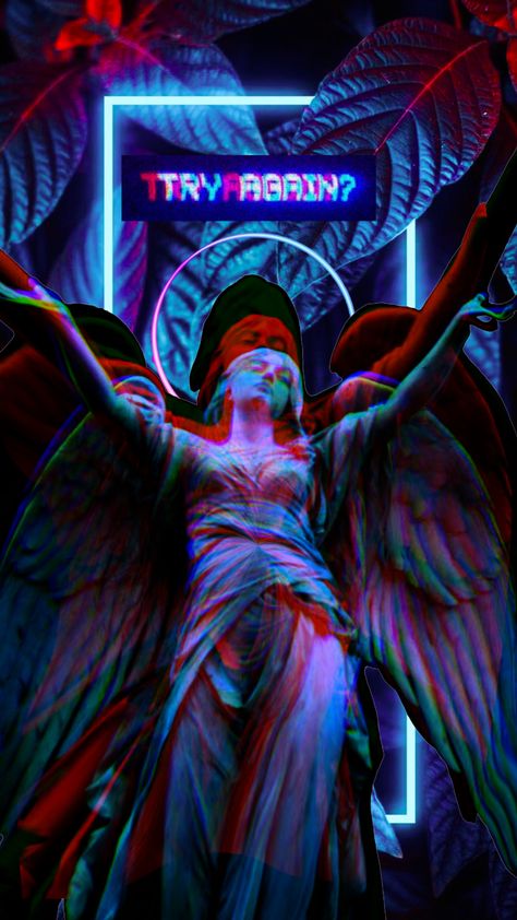 #neon #neonaesthetic #glow #angel Neon Demon Aesthetic, Dark Neon Aesthetic, Psyche Aesthetic, Phonk Aesthetic, Neon Horror, Aesthetic Statue, The Neon Demon, Kaws Wallpaper, Depth Perception