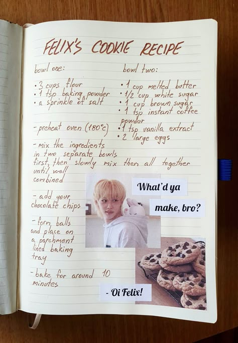 Felix's Brownies Recipe, Felix's Cookie Recipe, Felix Cookie Recipe Skz, Felix Stray Kids Brownies Recipe, Felix Brownie Recipe Skz In Cups, Felix Brownies Recipe, Lee Felix Cookie Recipe, Skz Recipes, Felix Recipe