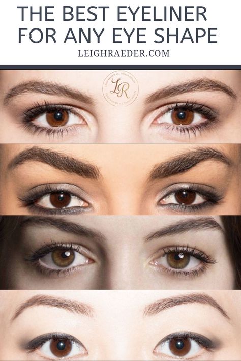 The Best Eyeliner For Every Eye Shape via @leighraeder Downward Eyes Eyeliner, Eyeliner For Round Eyes Shape, Best Eyeliner For Eye Shape, Type Of Eyeliner For Eye Shape, Eyeliner For Different Eye Shapes, Graduation Preparation, Eyeliner Round Eyes, Eyeliner For Eye Shape, Big Eyelids