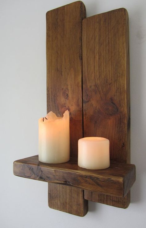 Plank Wood Wall, Wooden Wall Candle Holders, Wood Tea Light Holder, Wooden Tea Light Holder, Wooden Organizer, Rustic Wall Sconces, Wooden Candle Holders, Wall Candle Holders, Wooden Candles