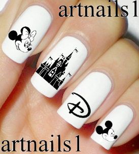 Disney Mickey Minnie Mouse Disneyland Sleeping Beauty by artnails1 Nail Art Designs Mickey Mouse, Disney Nail Decals Cricut, Disney Castle Nail Art, Mickey And Minnie Mouse Nail Art, Disney Nails Mickey And Minnie, Disney Gel Nails, Mickey Mouse Nail Art, Mickey Mouse Nails, Line Nail Art